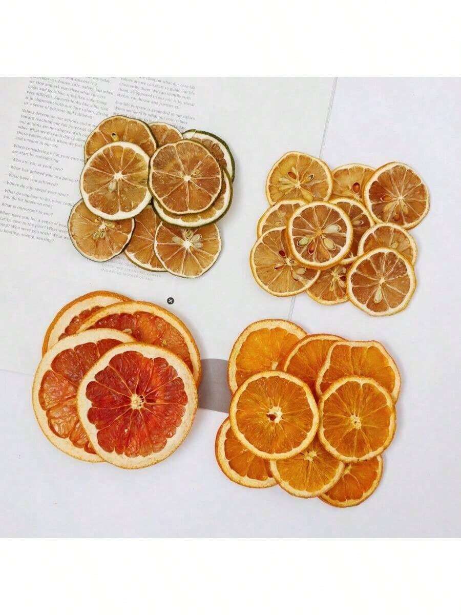 1 Pack 5/10/20/50pcs Assorted Dried Fruit Slices (Orange, Yellow Lemon, Green Lemon), Dried Flowers Decoration Materials For Wreaths, Frames, Candles, Handicraft DIY, Fragrance