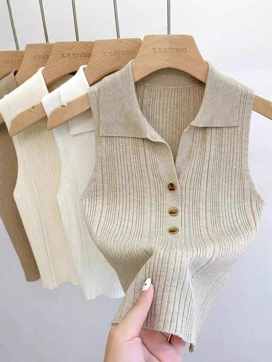 1 pieza Cuello desmontable talla M para mujer, en colores negro, blanco, beige, rosa y rojo, cuello de polo de punto con botones en estilo francés, uso interior o exterior, adecuado para 50-54 kg