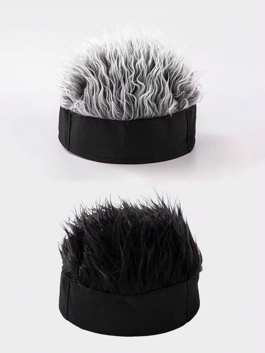 1PC Novelty Hat Men's And Women's Hip Hop Wig Synthetic Hair Elastic Beanie Hat Chemo Cap Gradient Color Wig Cap Role Playing Character Hat For Men And Women Docker Cap Music Festival