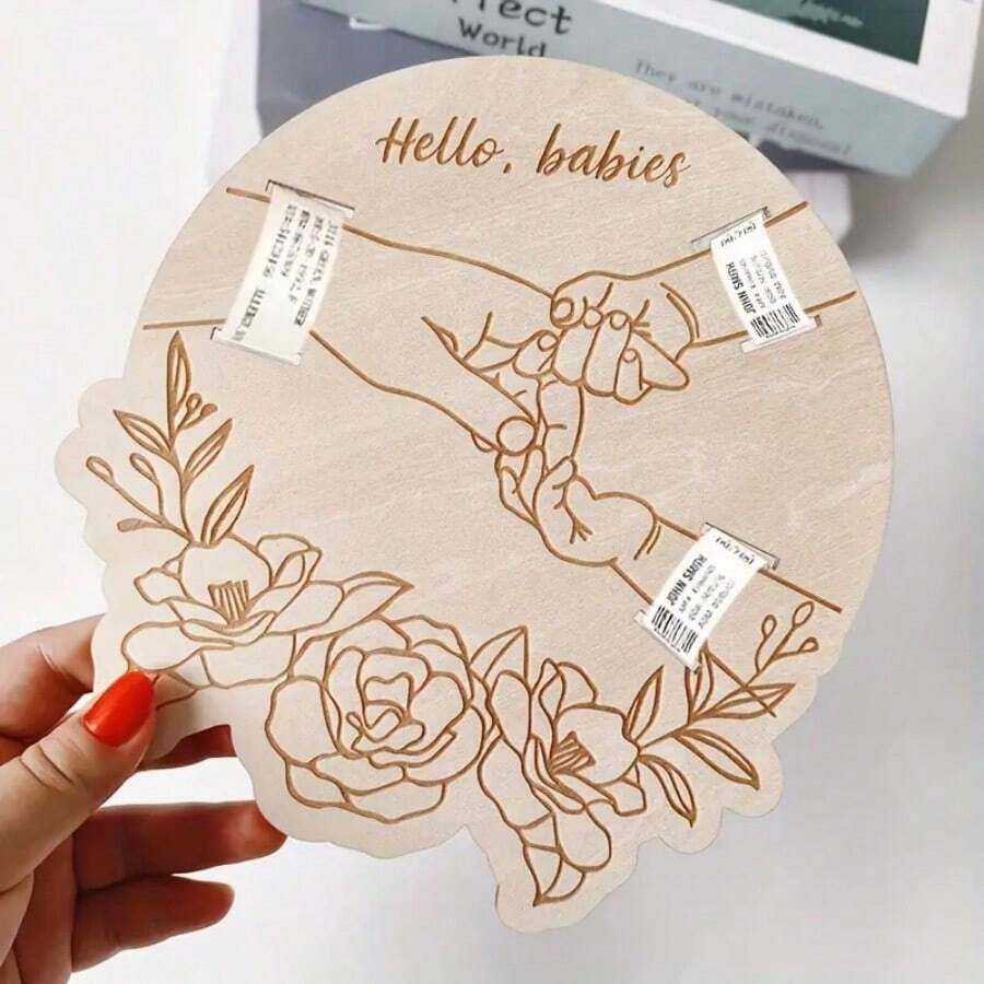 1 pezzo Braccialetto ospedaliero in legno unico come decorazione appesa, regalo per nuovi genitori, idea per festa di nascita, decorazione per la casa e bomboniera per festa, ricordo del viaggio della gravidanza