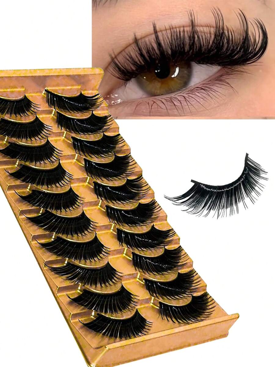 10 pares de pestañas postizas de visón 3D naturales y suaves, set de maquillaje con extensiones de pestañas de visón, pestañas cortas