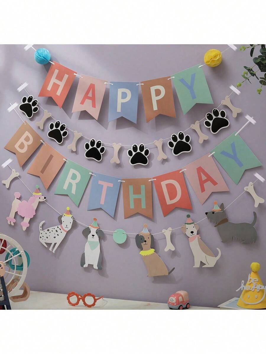 Dog Bone Shaped Bunting Banner, Party Decorations For Birthday Party, Holiday Decoration For Cake Table & Dessert Table