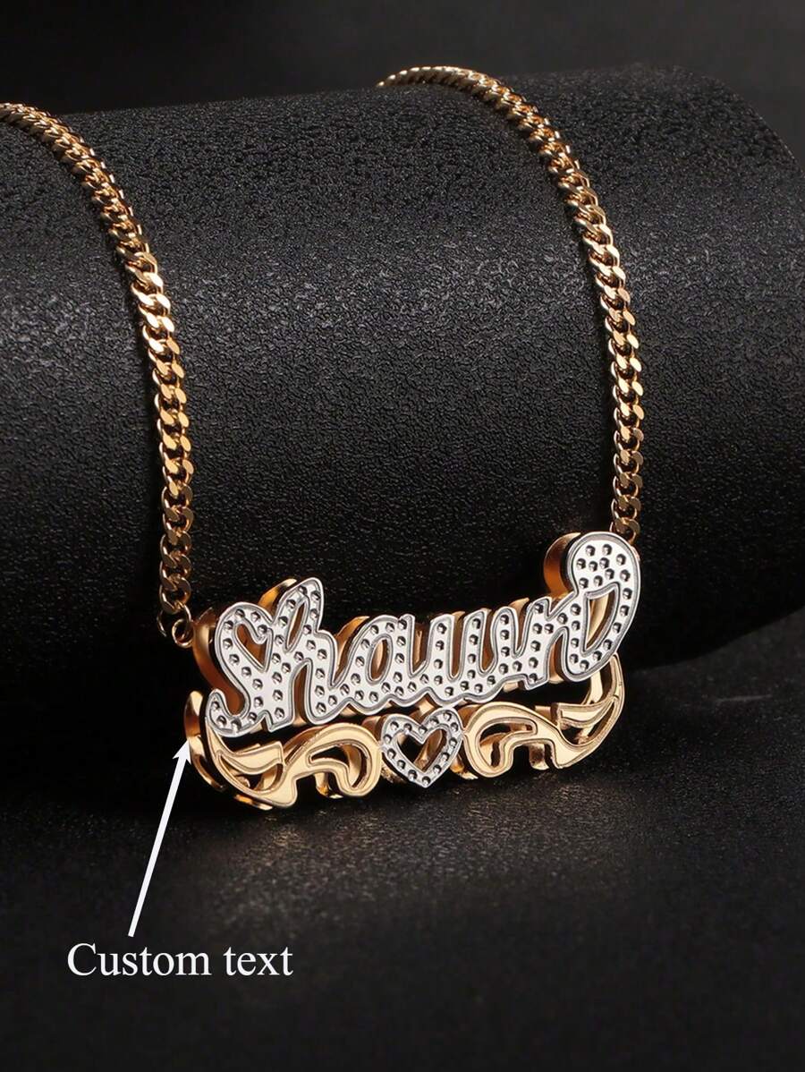 1PC Customized Heart-Shaped Lace Double-Layer Two-Tone Car Flower Name Necklace, Perfect For Father's Day, Mother's Day, Valentine's Day, Birthday, Anniversary, Christmas, Graduation, Or As A High-End Gift For Family, Friends And Classmates.