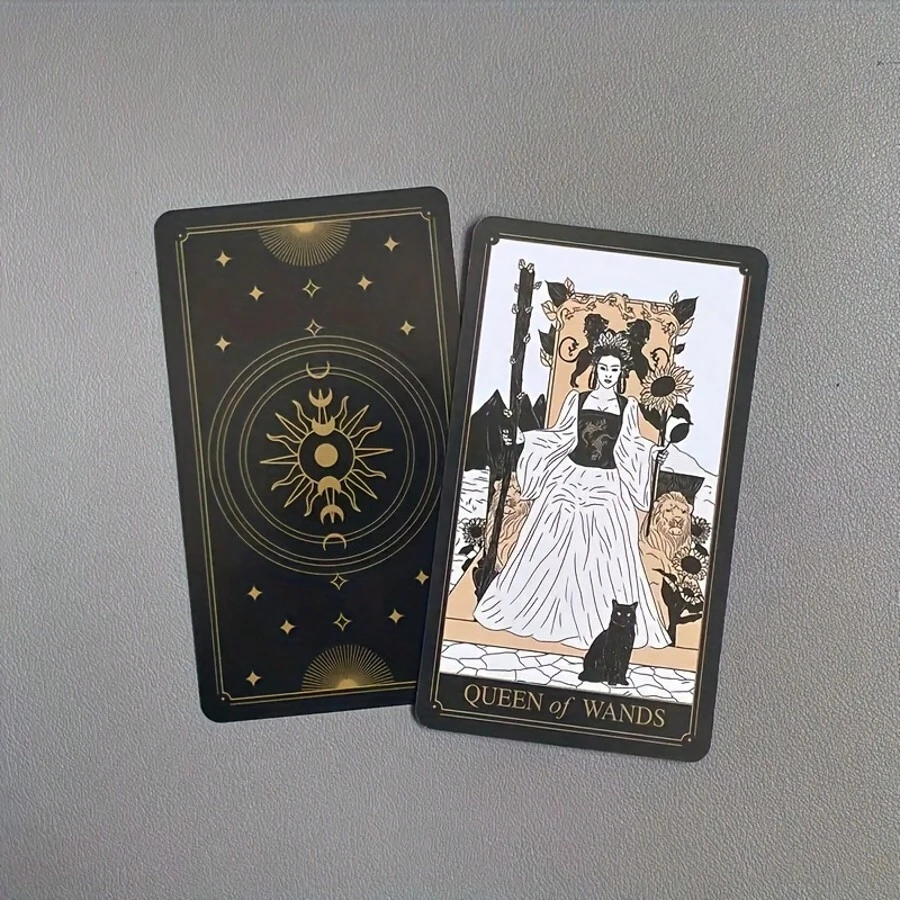 1 pièce - Cartes dorées Wyspell - Un élégant ensemble noir et or, parfait pour les débutants, idéal pour les fêtes et les rassemblements, cartes de jeu de magie en carton épais avancées, utilisées pour la prophétie et la divination