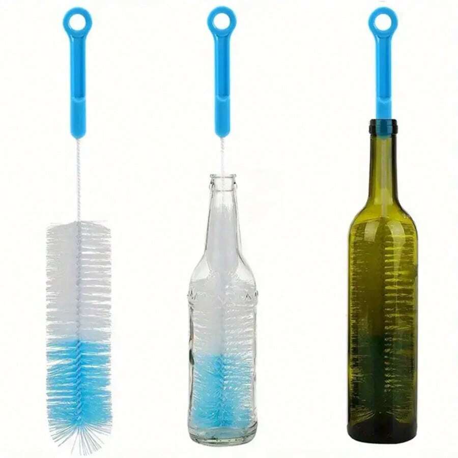 360° Rotary Long Handle Cup Brush | Bottle/Mug/Glass Cleaning Brush | Nylon Bristles | Manual Kitchen Cleaning Tool Set (With Non-Slip Handle)