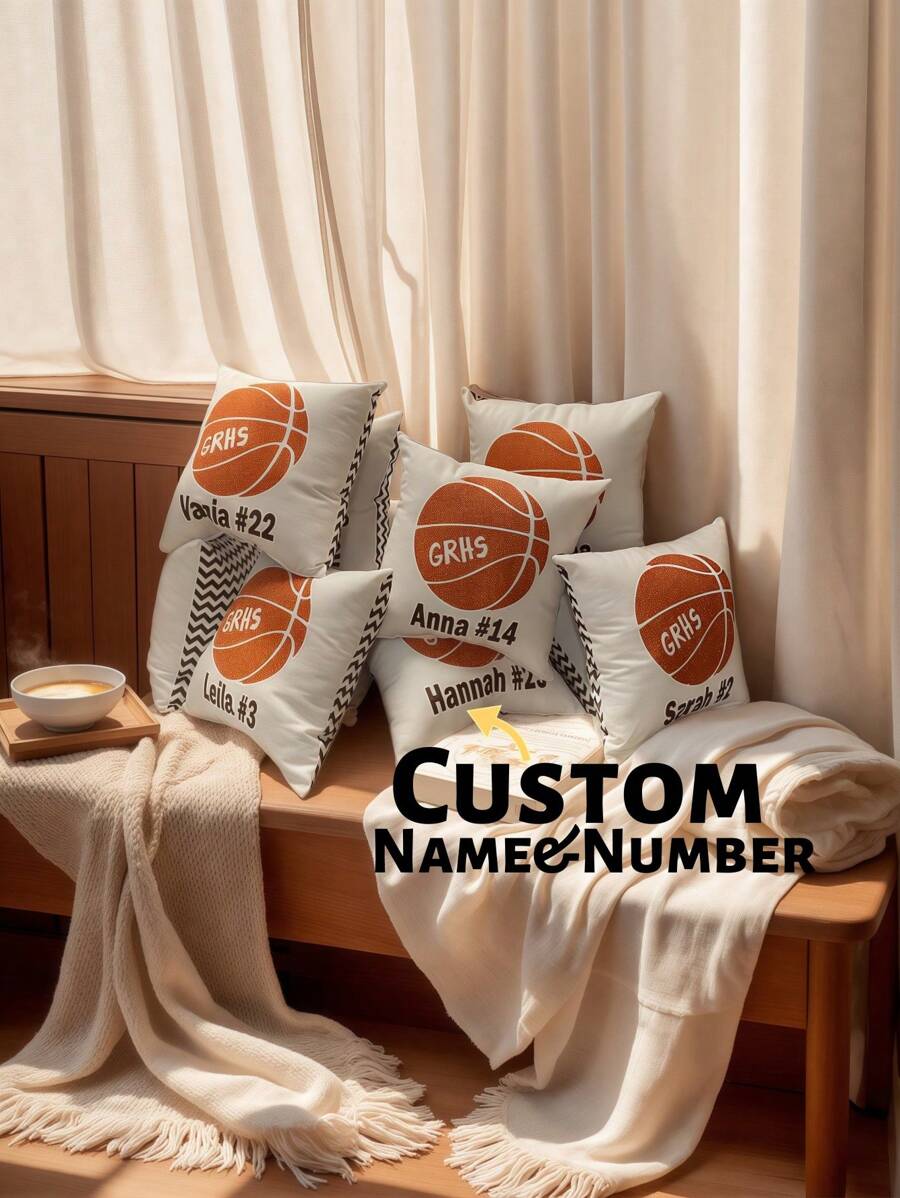 1 Stück Maßgeschneidertes Basketball Kissen, personalisierter Name & Nummer, Abschlussgeschenk für Senioren Spieler, Team Geschenkidee, Sport Dekoration für Schlafzimmer, einzigartiges Andenken, perfekt für Vatertag, Geburtstag, Jahrestag
