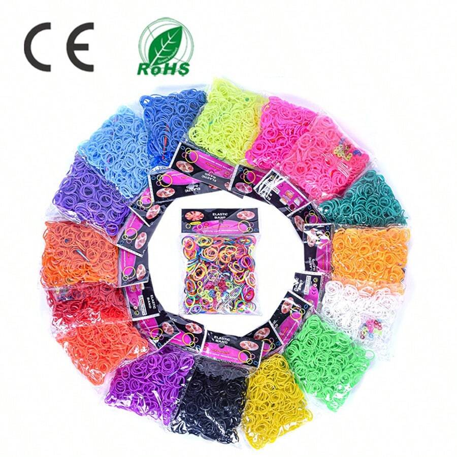 600-teiliges buntes Gummi-Flechtband-Set für Männer/Frauen, DIY-Bastelgeschenke, Nachfüllpackung für Gummiarmbänder, Gummibänder in zufälliger Farbe, handgefertigte Armbänder zum Selbermachen, Schulbedarf, Schulanfang