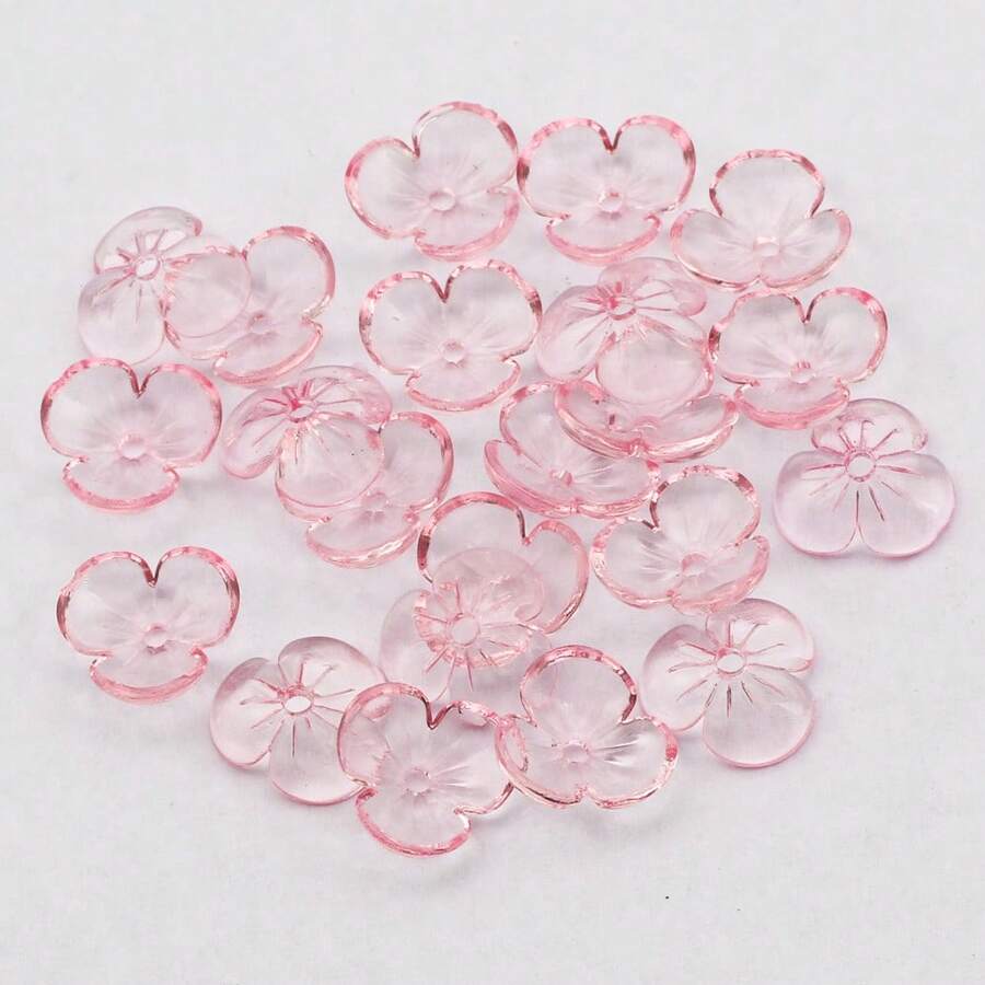 200pcs Colorful Transparent Acrylic Flower Beads For DIY Bracelet Necklace Jewelry Making Spacer