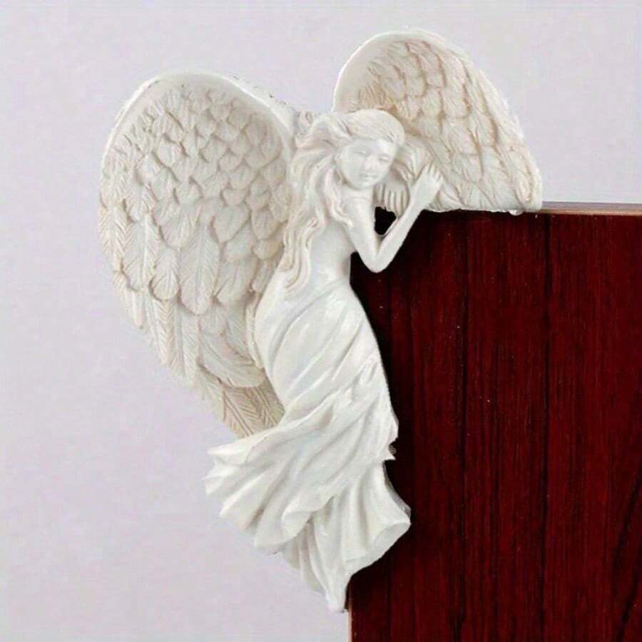 1 pièce Ornement de porte de cadre en résine de décoration de maison en forme d'ailes d'ange, pour l'intérieur et l'extérieur