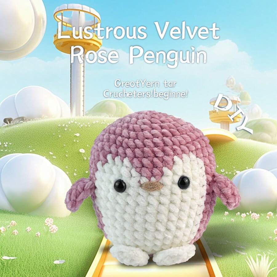 Häkelsets für Erwachsene Anfänger, süßer Pinguin für Anfänger Häkel-Starterset, ideales kreatives DIY-Geschenk für Bastelfans mit Schritt-für-Schritt-Video-Tutorials, süßer Pinguin