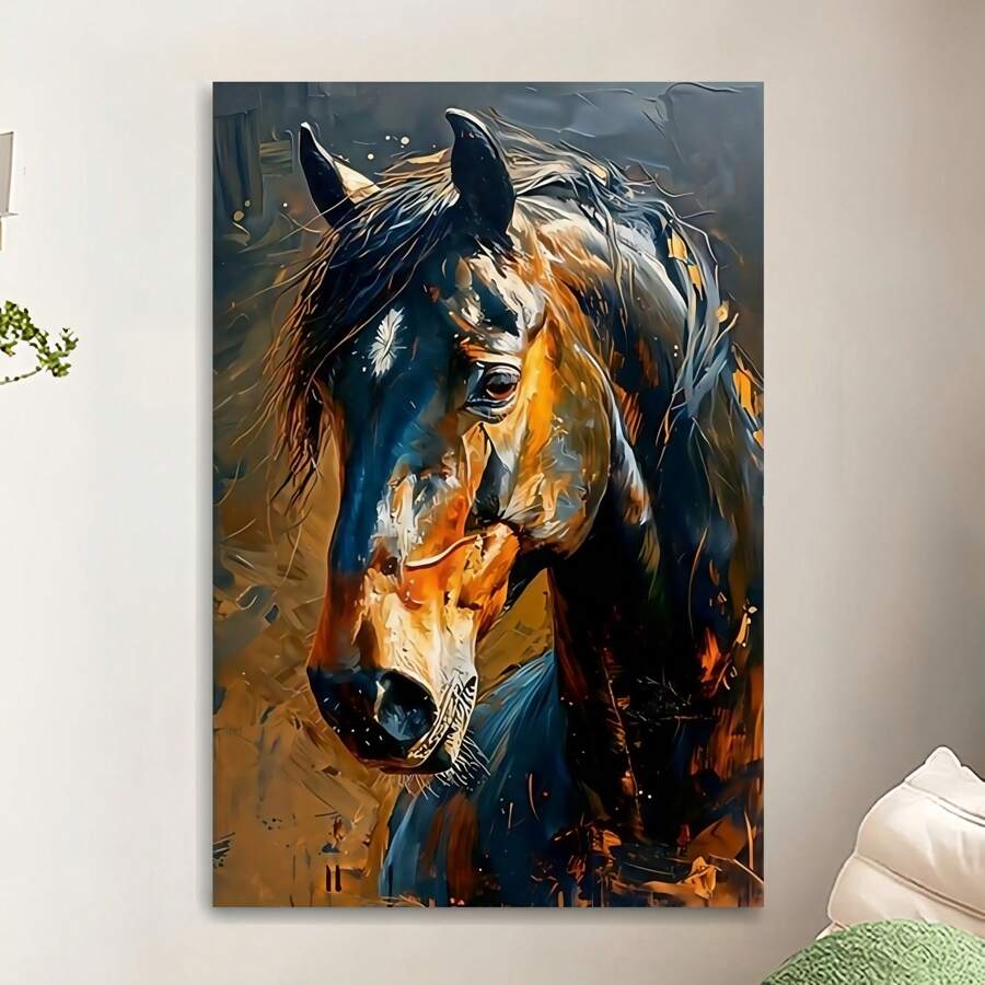 1 Stück, Poster mit Pferde-, Tier-Muster, wasserfeste Leinwand, geeignet für Zuhause, Büro, Schlafzimmer, Wohnzimmer, Arbeitszimmer, Badezimmer, Bar, Wandkunst und Heimdekoration, ein ideales Urlaubsgeschenk