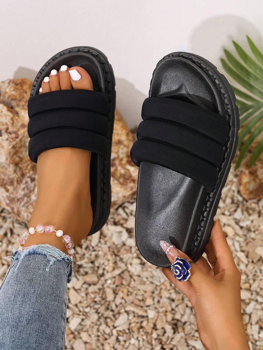 Summer Women Slippers, New Fashion Thick Sole Increased Height Elegant Princess High Heel Sandals, Suitable For Wedding Party, Beach, Slippers, Indoor Outdoor Wear, Personalized Net Celebrity Beach Slippers, Comfortable Sandals For Holiday Home