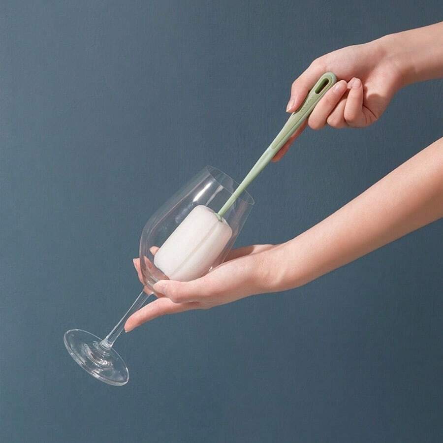 1 pieza Cepillo para taza, cepillo de limpieza para botellas para lavar tazas, cepillo de mango largo para la limpieza de tazas, quitador de manchas de té, cepillo pequeño de esponja