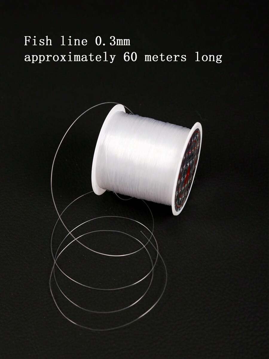 0,3 mm nicht-elastische Angelschnur (ca. 60m) - DIY Perlenherstellung Material, Schmuckdesign Faden, transparente Polyamid Nylon Kristall Angelschnur