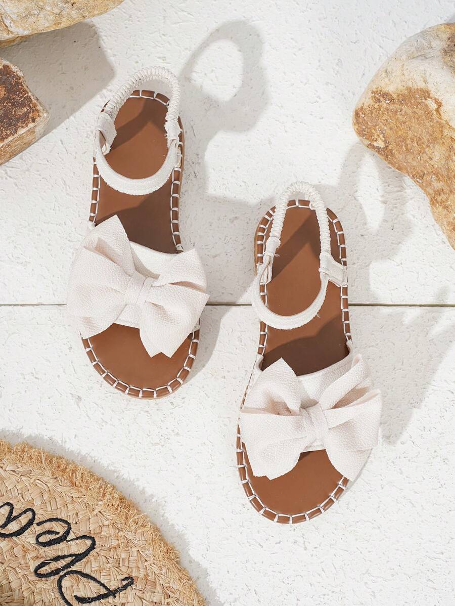 Large Bow Decor Flat Sandals, Fashion Casual Slip-On Beach Shoes For Teenagers And Plus Size Women, Summer