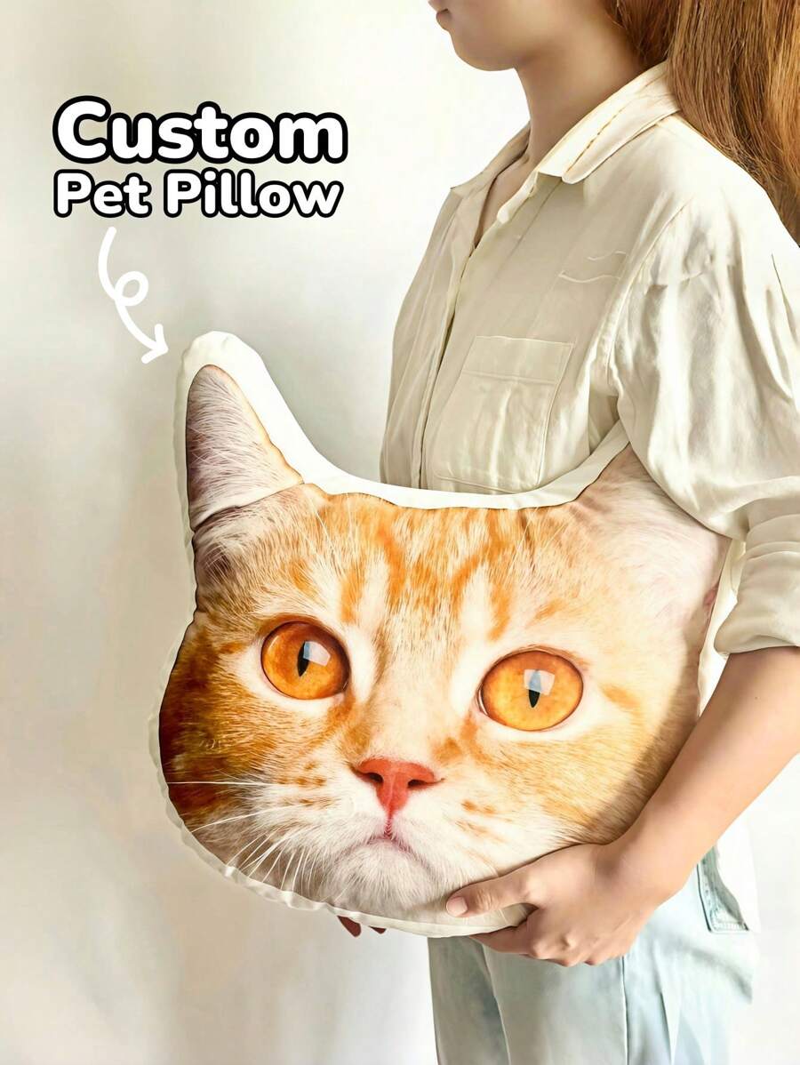 1 pièce Oreiller personnalisé pour animal de compagnie, oreiller en forme d'animal de compagnie personnalisé avec photo, oreiller de grande taille, cadeau pour les amateurs de chats, souvenir commémoratif pour chats, cadeau unique pour les propriétaires de chats, à la mode, coloré, mignon, simple, kawaii, cadeaux personnalisés uniques, idéal pour Noël, Jour de Thanksgiving