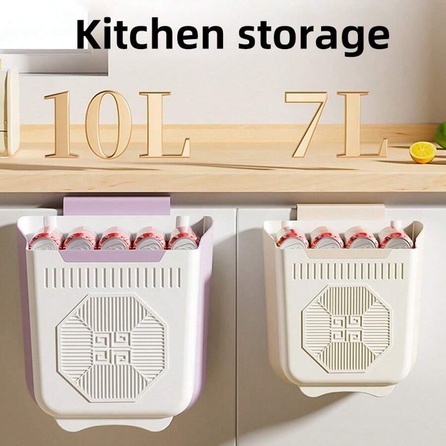 1 Foldable Trash Can, Kitchen Hanging Trash Can, Bathroom Multi-Functional Trash Can, Cabinet Hanging Garbage Storage, No Need To Bend Over, Vehicle-Mounted Garbage Storage, Kitchen No-Hole Trash Can, Cabinet Door Trash Can, Foldable Trash Can, Bathroom Garbage Basket, Can Be Hung On Most Cabinets