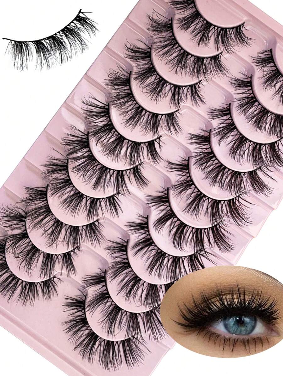 10 pares de pestañas postizas largas y naturales de visón 3D suaves y esponjosas, extensiones de pestañas de visón, pestañas cortas