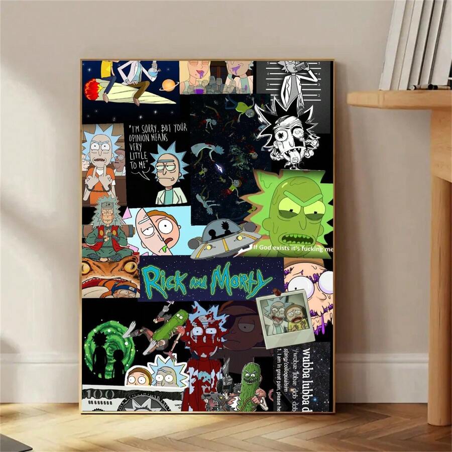 Warner Bros 1PC Movie Rick And Morty Movie Sticky Posters DIY Room Bar Cafe Aesthetic Art Wall Painting Wall Bedroom Superman Room Decor Gift Canvas Painting Picture Print Hanging Scroll Decor Wallpaper Poster Wall Art Painting Study Nordic Home Decor House Bar Room Wall Decor Movie Figures Home Decoration Painting Wall Art Bedroom Cartoons Decor Wallpaper Wall Bedroom Decoration - Frameless