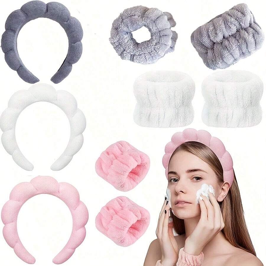 1 Packung Spa Stirnband zum Gesichtwaschen oder für Gesichtsbehandlungen, Hautpflege Stirnbänder, Make-up Haarband Schwamm, Frottee Stirnbänder, Gesichtswasch Stirnband, Volumen Haarband für Sport oder Yoga, Mode Accessoires für Frauen und Mädchen, tolle Geschenke, weiß, Haarband Stirnband für Frauen, Haraccessoires, Haarreifen