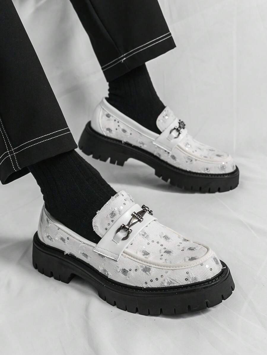 Sapatos Derby Masculinos de Alta Qualidade, Sapatos Sociais Brancos Versáteis e Modernos, Sapatos Casuais de Sola Grossa para Negócios e Casamentos Formais