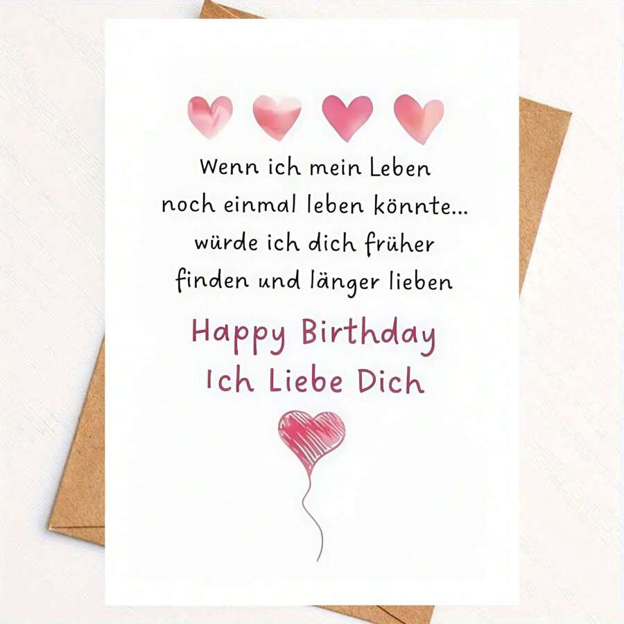 Romantic Birthday Card (With Envelope) - I Love You - Birthday Card - For The Most Beloved, Girlfriend, Husband, Wife