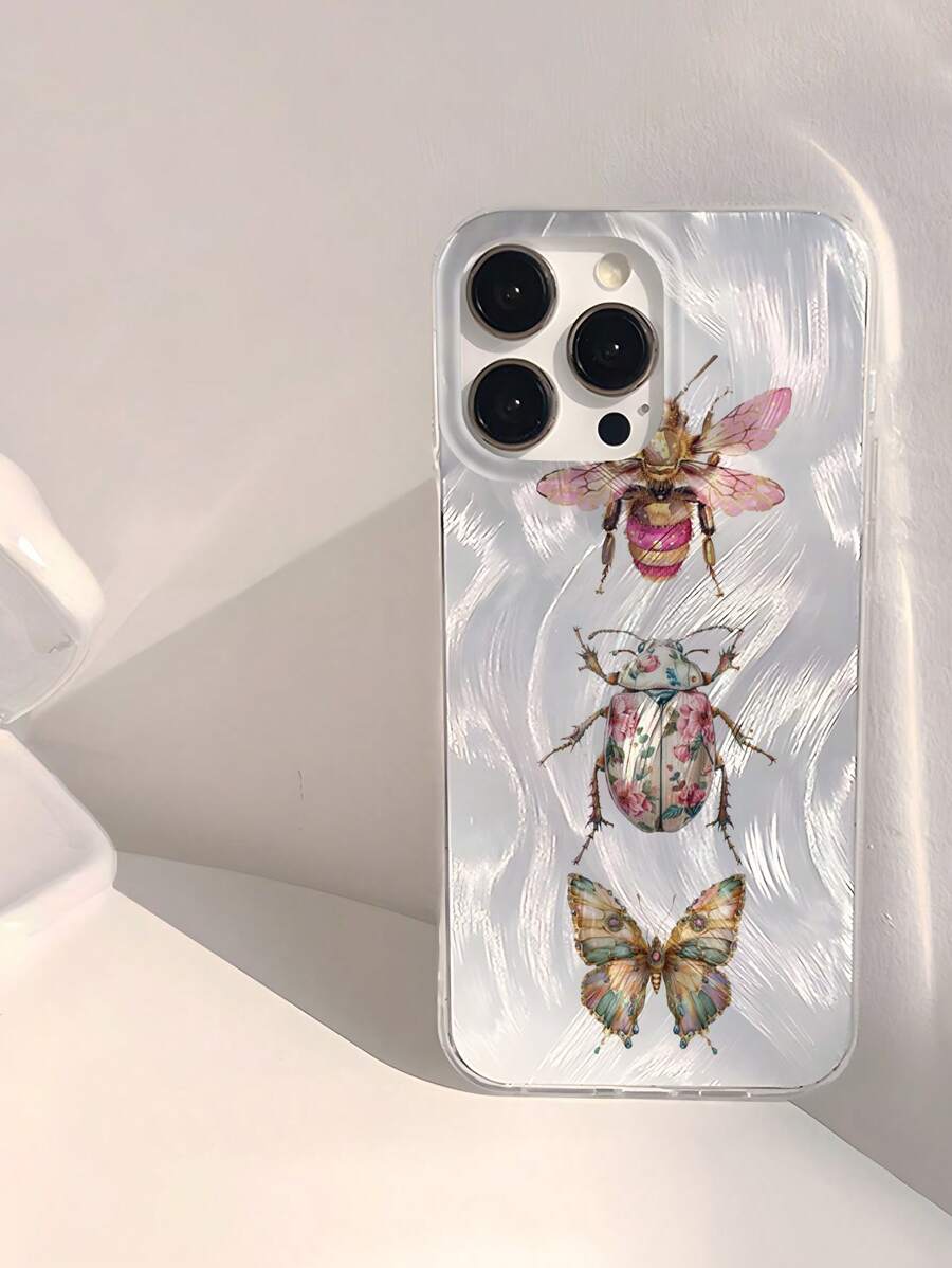 Butterfly 1pc Fashionable Insect Element Collage Pattern Waterproof, Fingerprint Proof, Scratch Resistant, Transparent IMD Soft Glossy Smooth Phone Case, Compatible With IPhone 16/16 PLUS/16 PRO/16 PRO MAX