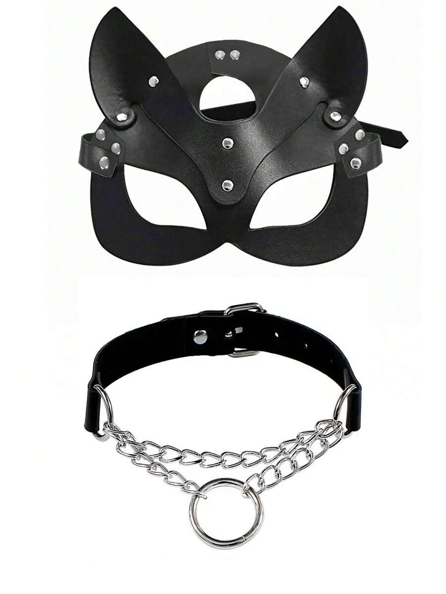 Juego de 2 piezas/1 pieza de mascarilla con cara de gato sexy y juguetona para mujer, ajustable, para uso diario, Halloween, Navidad y accesorios para fiestas