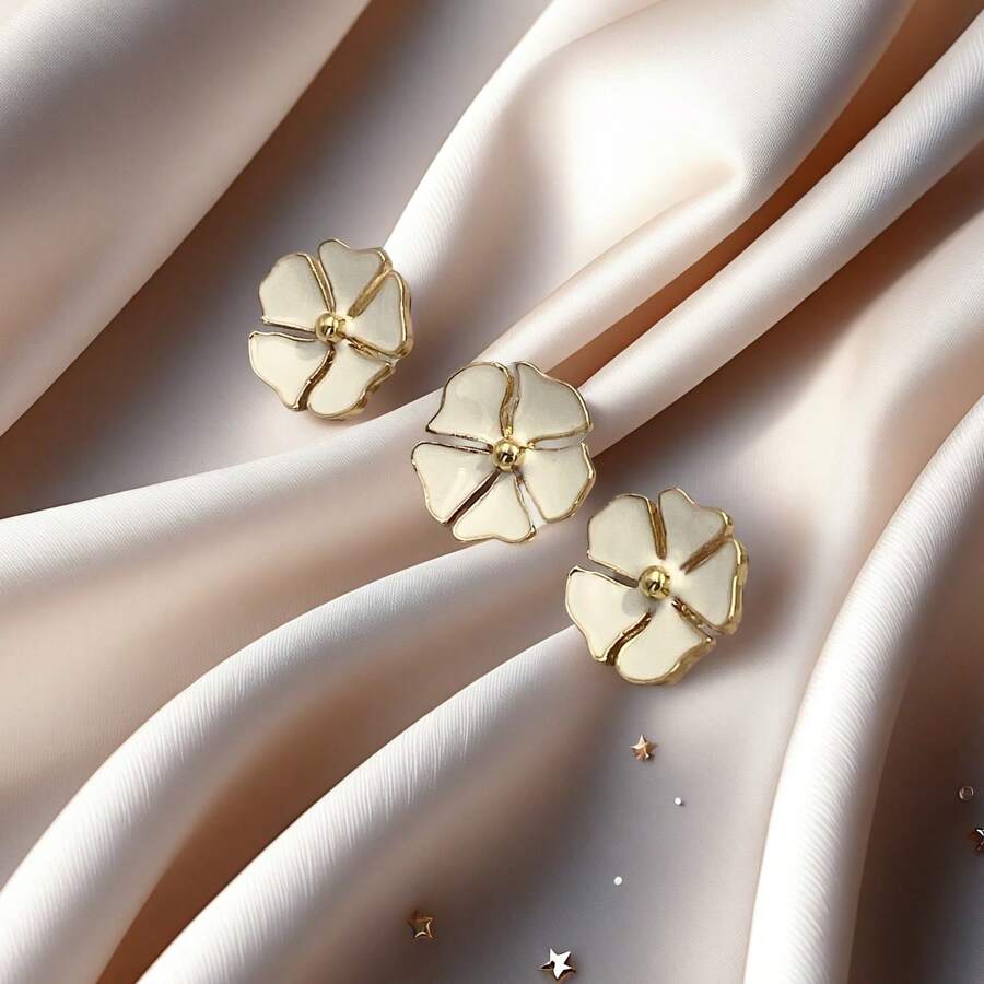 5pcs Floral Pattern Decorative Metal Buttons, Suitable For Dresses, Shirts, Sweaters, Cardigans, Knit Tops, Versatile