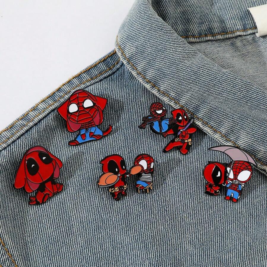 Disney 1/5 Stück Cartoon Figur Ansteck-Set, personalisierter Spinne-Man Deadpool Emaille-Pin, Rucksack, Kleidung, Schmuckzubehör, Metall-Abzeichen, Geschenke für Freunde, Rucksack für die Schule