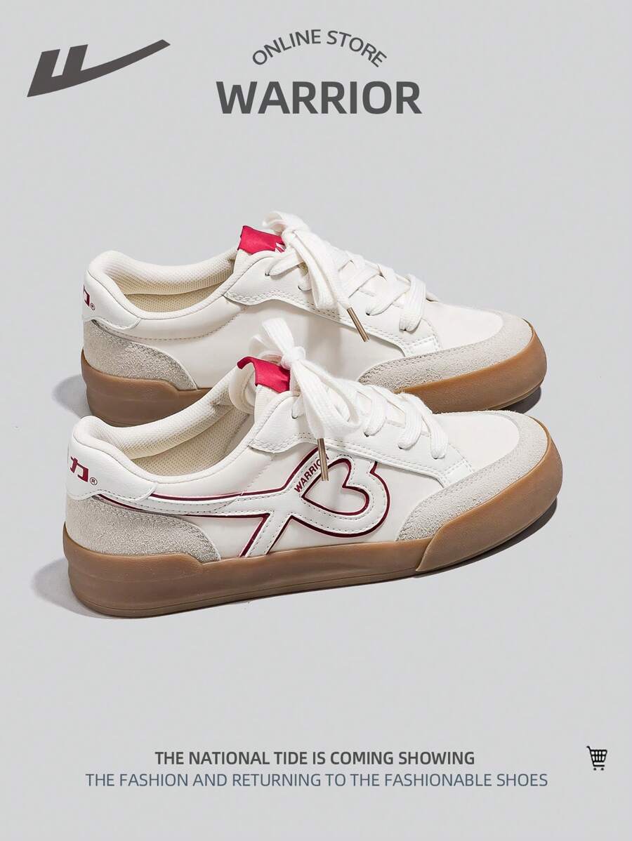 WARRIOR 1 Pair Women's Flat Lace-Up Casual Fashionable Versatile Couple Sneakers