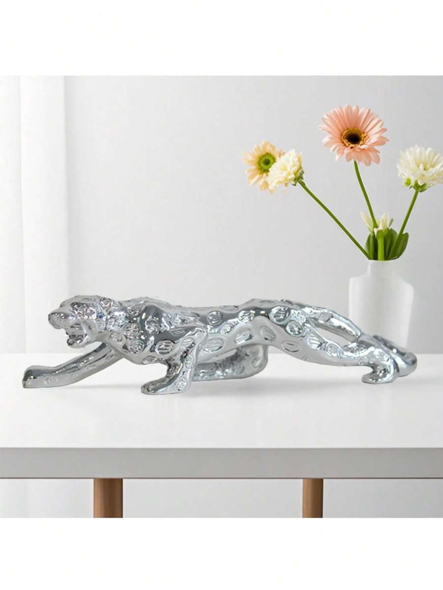 5pcs Resin Leopard Sculpture In Assorted Colors, Ideal Home Decor Animal Figurine For Living Room, Desk, Cabinet, Holiday Gift And Tabletop Decoration