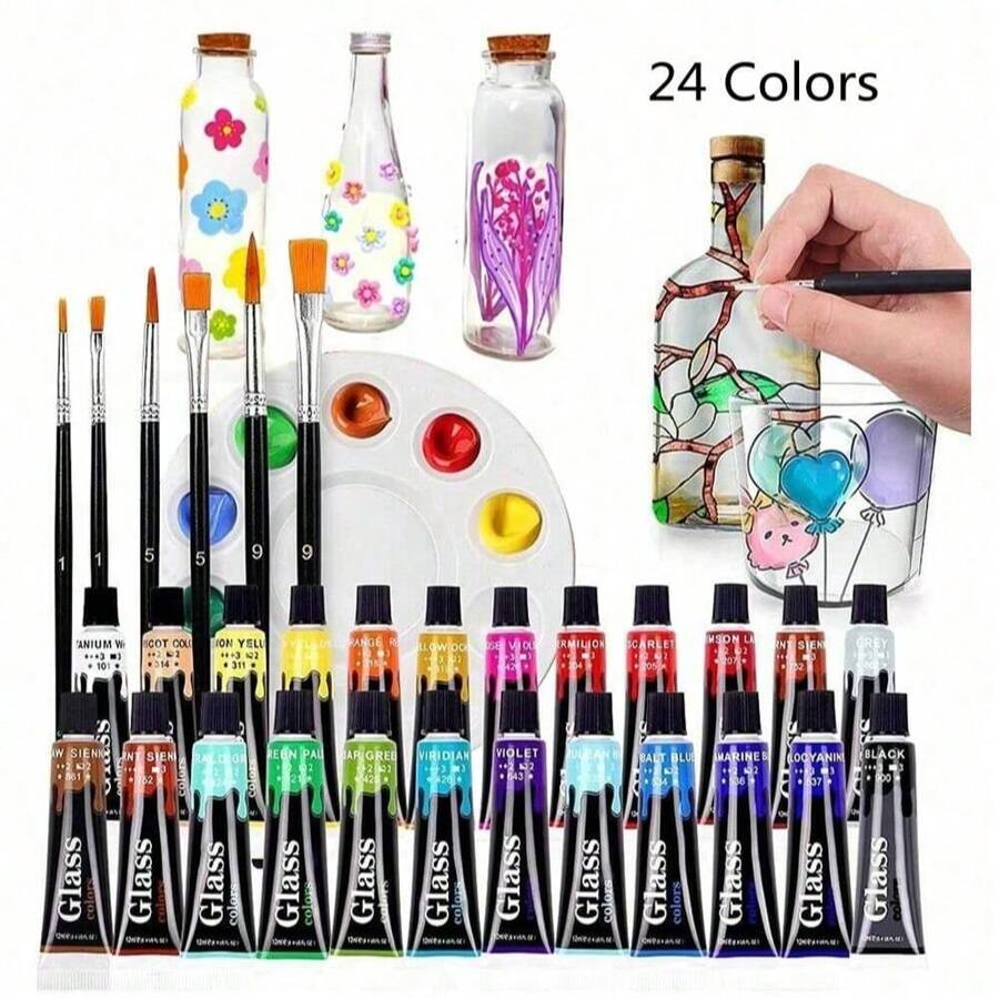 12/24/36 Farben Acrylfarben, Glas Malfarben Kunstbedarf reich an Farben und vielseitig zum Malen, 12 ml / 0,41 Unzen pro Tube, wasserbasierte Farbtube, geeignet für Leinwand, Holz und Basteleien - professionelle Künstlerbedarf, geeignet für Profis, Studenten und Erwachsene, Muss-haben für das neue Schuljahr, Einschulung, Schulmaterial