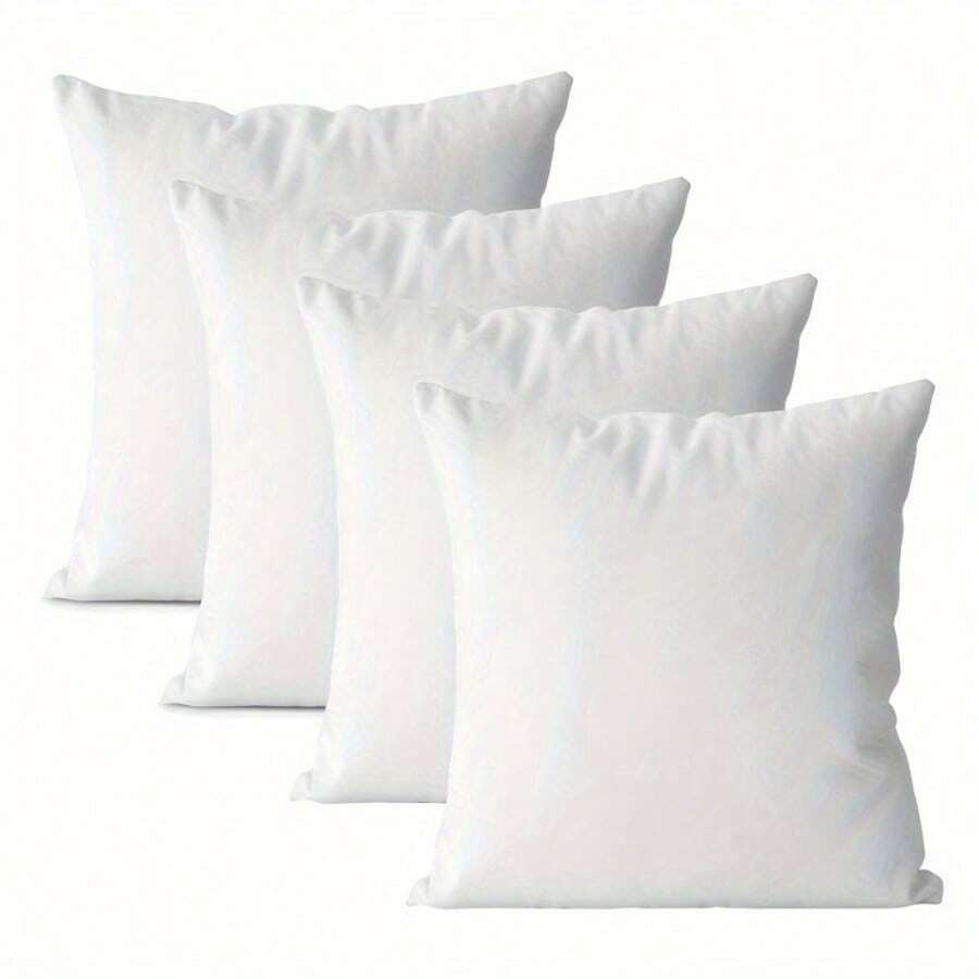 4pcs Set Modern White Decorative Pillow Covers With Zipper Closure - Machine Washable Polyester, Contemporary Design For Home, Car, Bedroom, Office | Minimalist Decorative Pillow Covers, Inserts Not Included