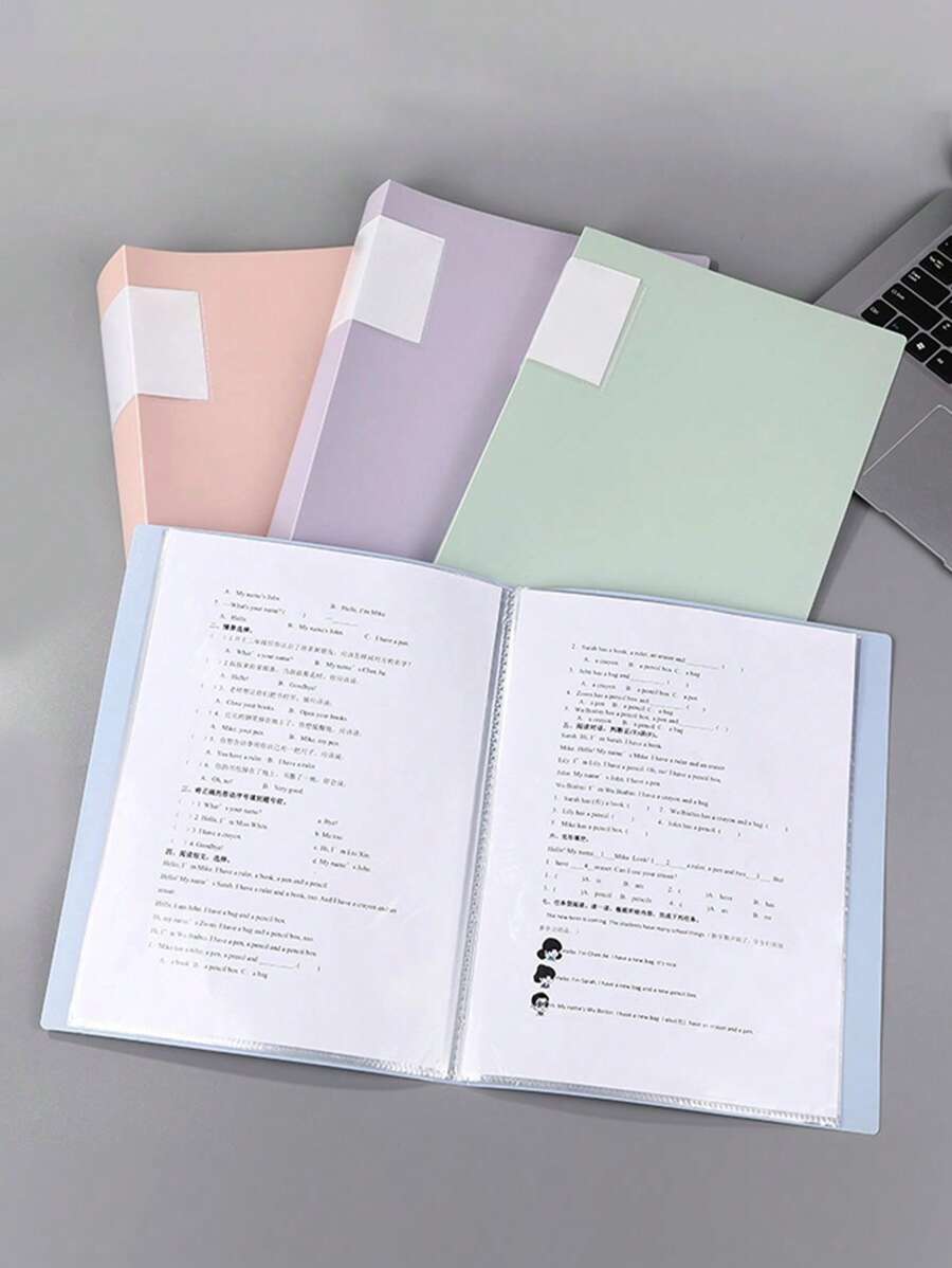 A4 Document Folder Binder Organizer, Multi-Page File Folder For Office Supplies, Portfolio Sleeve For Works, Certificates, Exam Papers, With Divider Pages,Back To School,School Supplies