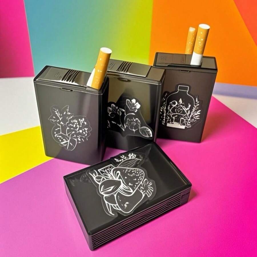 1 pezzo Custodia portasigarette con design a fiori e funghi, scatola porta sigarette da 20 posti, idea regalo creativa per fumatori uomini e donne, portatile, accessori per il fumo