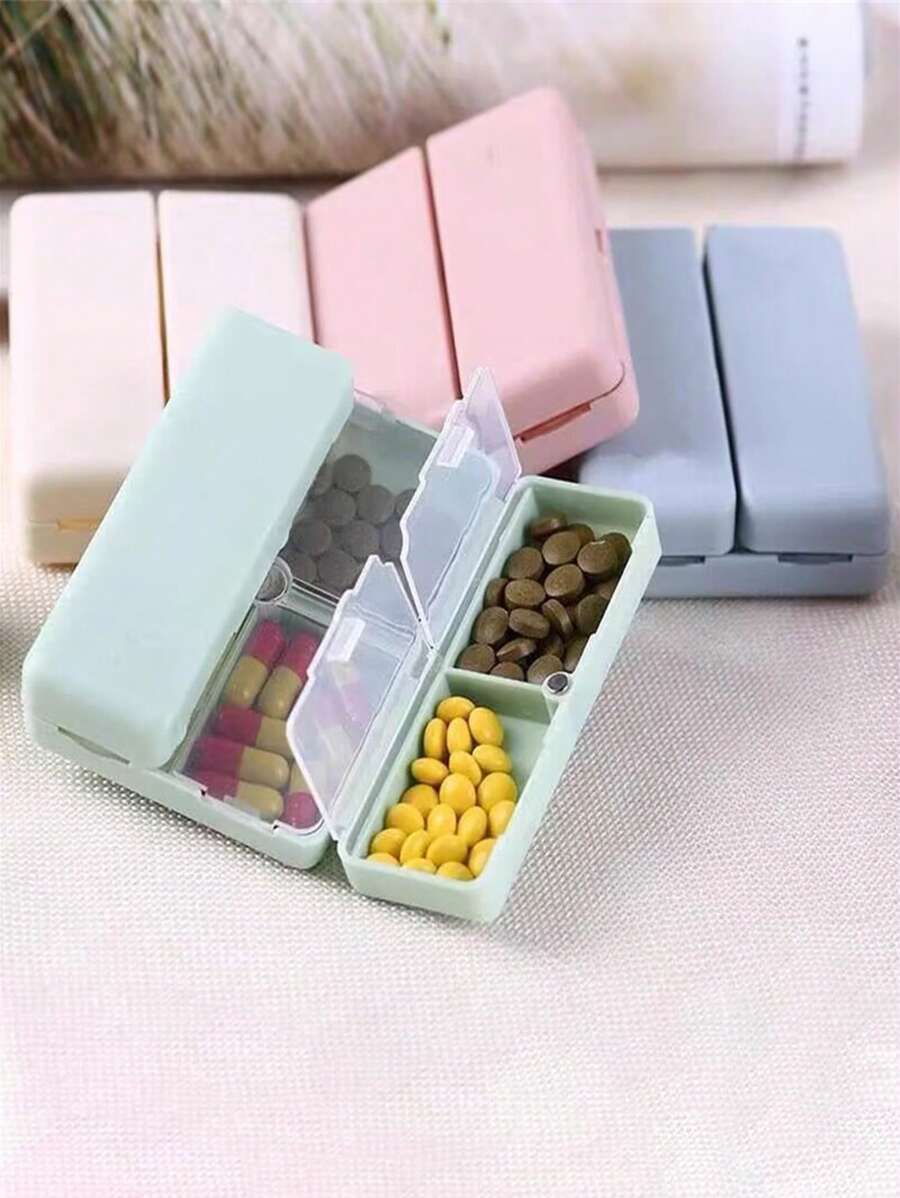 1pc 7-Day Pill Organizer Box, Divided Design, Suitable For Travel, Store Medicines, Vitamins And Fish Oil Supplements, Foldable Double-Layer Storage Box, Magnetic 7-Compartment Pill Case