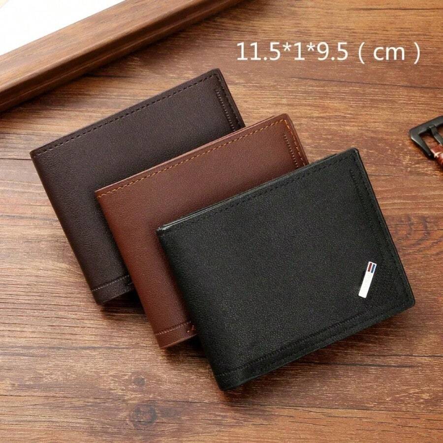 Men's Short Frosted Leather Wallet Multi-Slot Coin Pocket Photo Holder Small Men's Wallet For Men Wallet Mini Wallet Purse Wallet Men Wallet Leather Small Wallet
