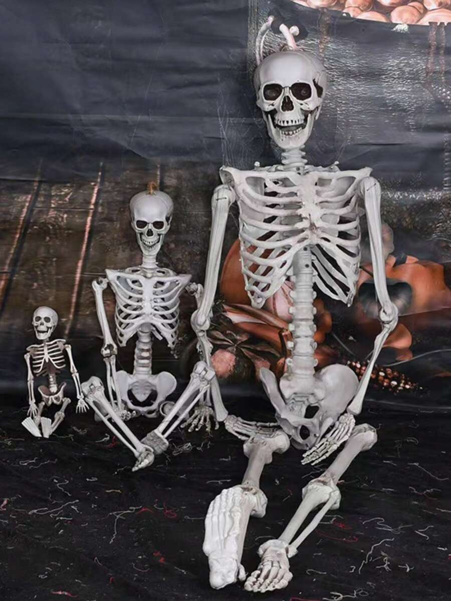 1pc Realistic Human Skeleton Prop, Horror Room Decor, Bar Haunted House Prank Display Artificial Skulls