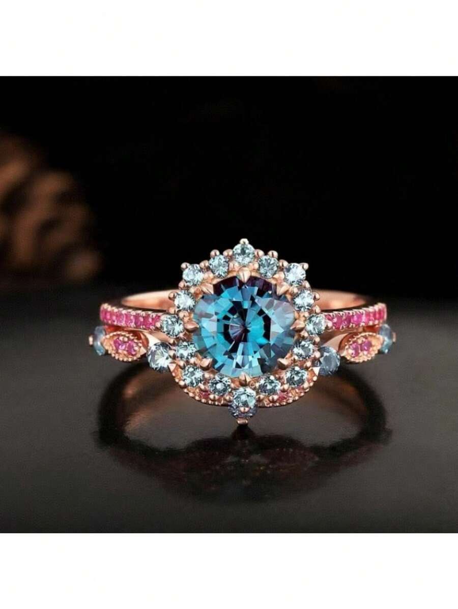2 Stücke luxuriöser und eleganter farbiger Ring, perfekt für verschiedene Anlässe, wie Partys, Treffen oder Bankette - ohne Verpackung