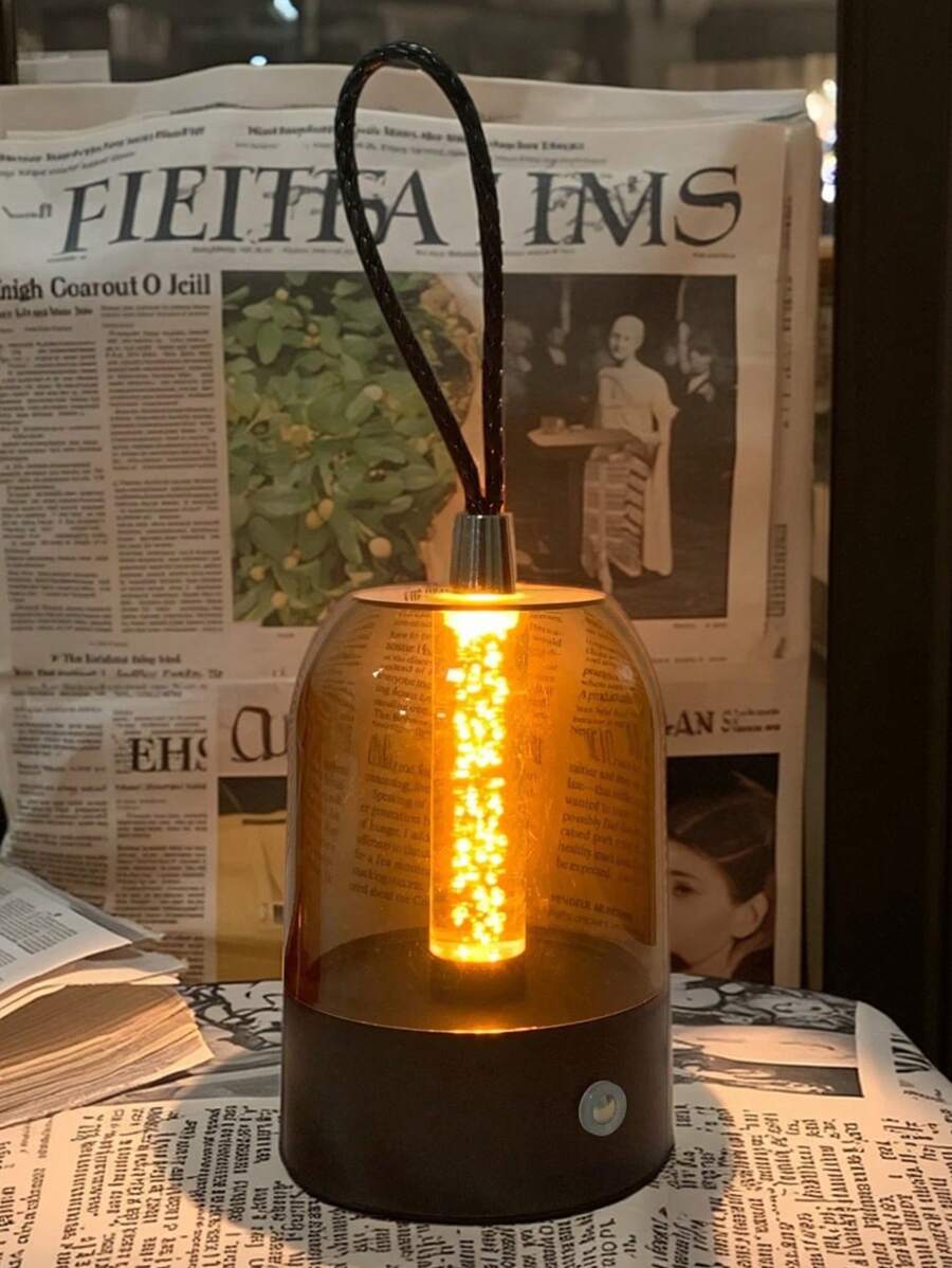 1pc Portable Camping Light, Transparent Lampshade, Touch Switch, Room Decorative Light, Flexible Outdoor Light For Hanging And Standing, Dimmable Camping Light, Rechargeable, Balcony Light, Camping Light, Outdoor Table Light