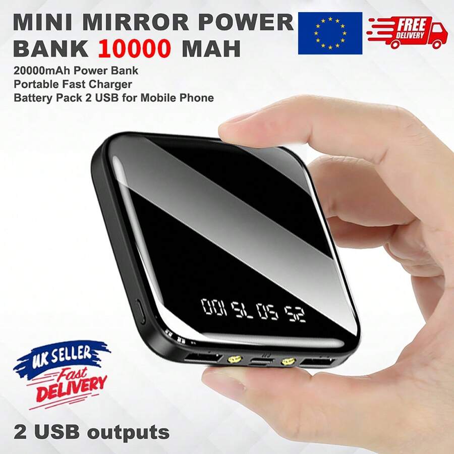 Batería externa portátil de 10000mAh, cargador rápido con 2 puertos USB 5V/2.4A, adecuado para vacaciones de verano, viajes al aire libre/camping y respaldo de emergencia, regalo para familia, amigos y cumpleaños, con indicador de carga portátil