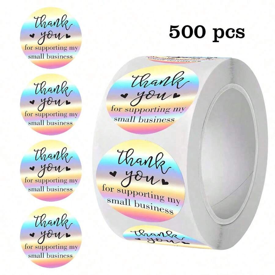 500 adesivi rotondi da 3,8 cm con la scritta "Grazie per aver supportato la mia piccola attività". Etichette impermeabili autoadesive, ideali per confezioni, buste regalo, scatole e buste. Materiale scolastico, per il rientro a scuola