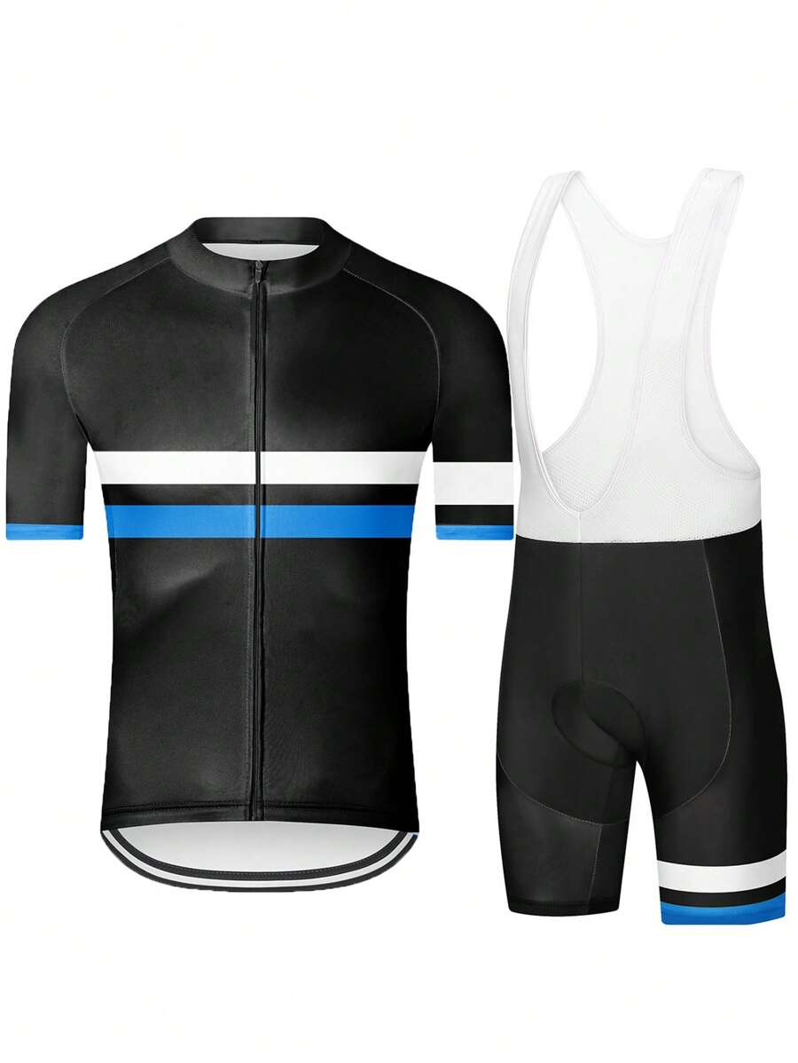 2pcs Men's Summer Short Sleeve Cycling Suit, Bicycle Casual Clothing, Road Bike Mountain Bike Breathable Short Sleeve Shorts, Cycling Clothes