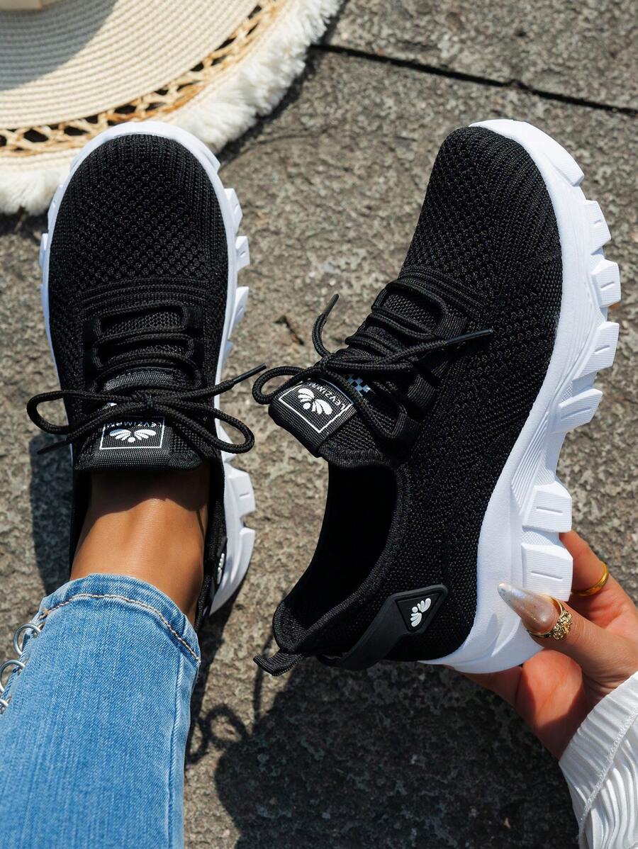 Zapatillas deportivas casuales de unicolor, zapatillas de correr versátiles para exteriores para adolescentes, ligeras para primavera/otoño
