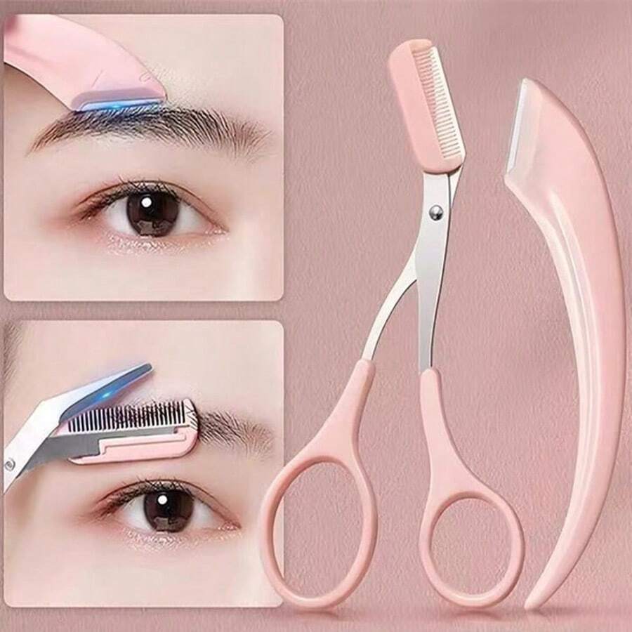 1/2/4 pièces Rasoir à sourcils en acier inoxydable, kit de mise en forme des sourcils avec peigne, facile à utiliser pour les débutants, convient aux femmes