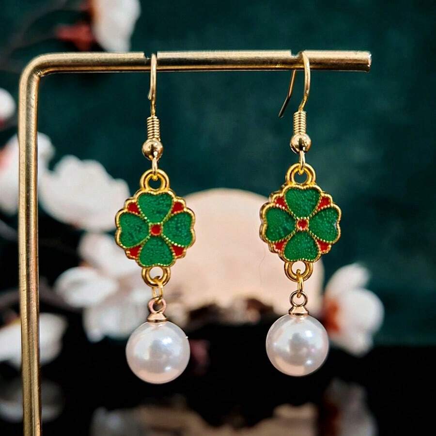 Vintage New Chinese Style Drop Earrings, Long Dangle Design For Party Holiday Daily Wear In Summer