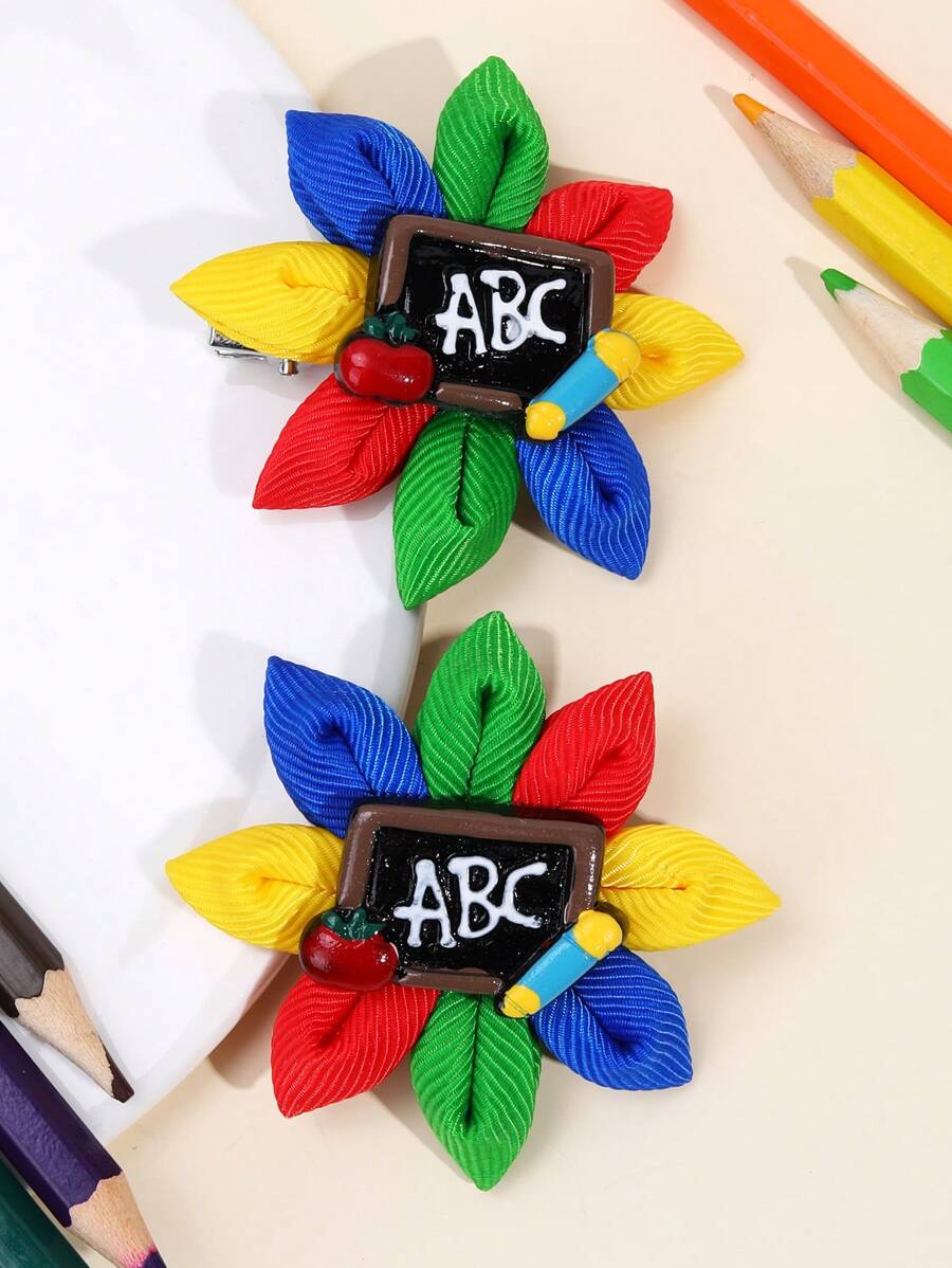 2 piezas/6 piezas Horquillas con forma de flor lindas para la temporada de vuelta al colegio, accesorios para el cabello como regalo para niñas que van al colegio