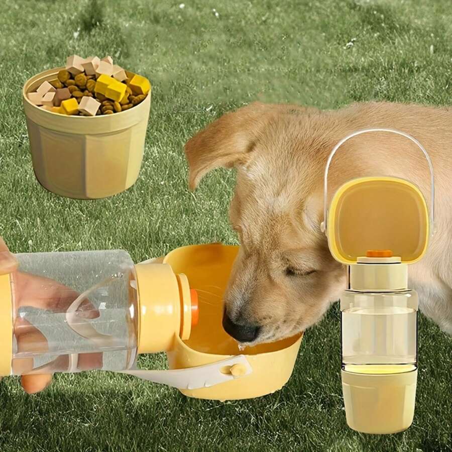1 pièce, Bouteille d'eau portable pour animaux de compagnie, bol d'alimentation et de boisson bifonction pour chiens et chats en voyage, en plastique résistant à la chaleur, bouteille d'eau de sport, tasse compagnon pour animaux de compagnie, double usage pour la distribution d'eau et de nourriture, bol d'eau pour chien, bol à boire pour chat, convient aux chiens, chats, fournitures de voyage pour animaux de compagnie en plein air