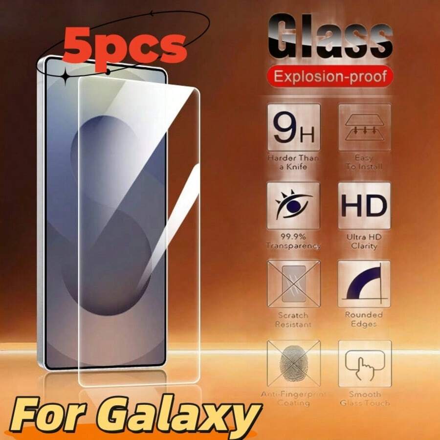 5 hochauflösende Displayschutzfolien, kompatibel mit Samsung Galaxy S20 FE/A11/A21/A21s/A51/A53/A60/A71/A72/A73/A80/M52/Z Fold3/M11/M51/A52s/A54/A35/A52/A7/F52/F62/J4+/J5 Prime/J6/M53/M54/M62/Note10 Lite/S10 Lite/M55 Modell Smartphones, kratzfeste gehärtetes Glas Folie, hochauflösende Folie